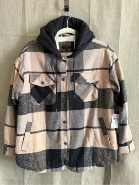Canyon Creek Sherpa Lined Plaid Hooded Shacket Jacket Women’s Small NWT